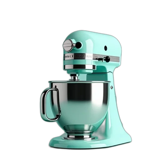 robot, 3d render, blue, pastel, green, large, stand, mixer transparent PNG cut-out
