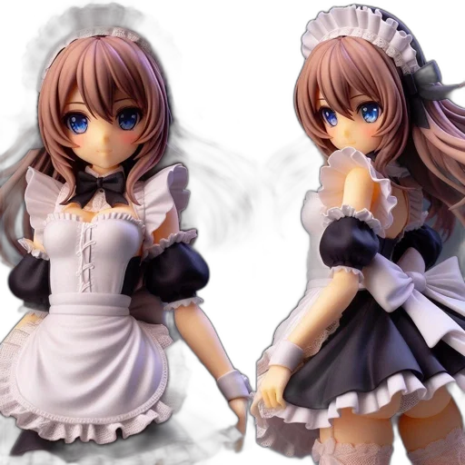3d render, concept art, photorealistic, anime, monochrome, character, wearing, maid transparent PNG cut-out