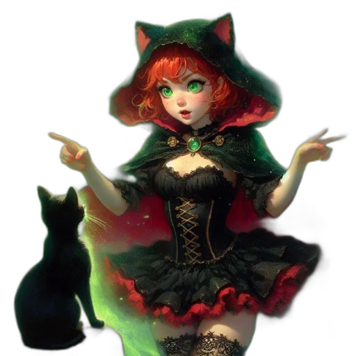 dress, fantasy art, concept art, 3d render, pixel art, green, animated, redhead transparent PNG cut-out