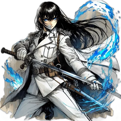 sword, staff, weapon, concept art, fantasy art, anime, comic book art, monochrome transparent PNG cut-out
