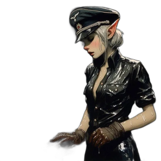 jacket, hat, staff, robot, cyberpunk, concept art, photorealistic, 3d render transparent PNG cut-out