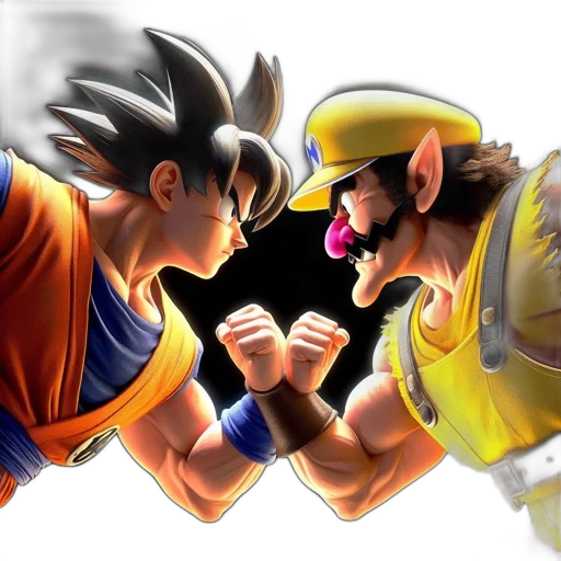 concept art, 3d render, comic book art, fantasy art, two, animated, characters, resembling transparent PNG cut-out