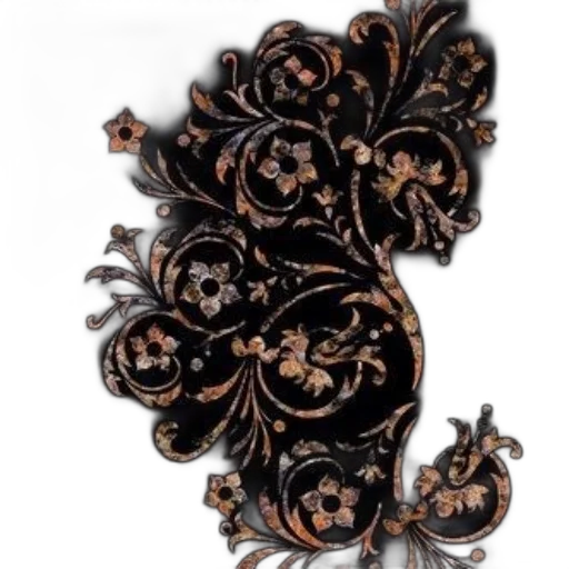 crown, jewelry, flower, staff, photorealistic, 3d render, dark, earth tones transparent PNG cut-out