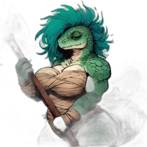 dragon, creature, mask, staff, concept art, fantasy art, comic book art, pixel art transparent PNG cut-out