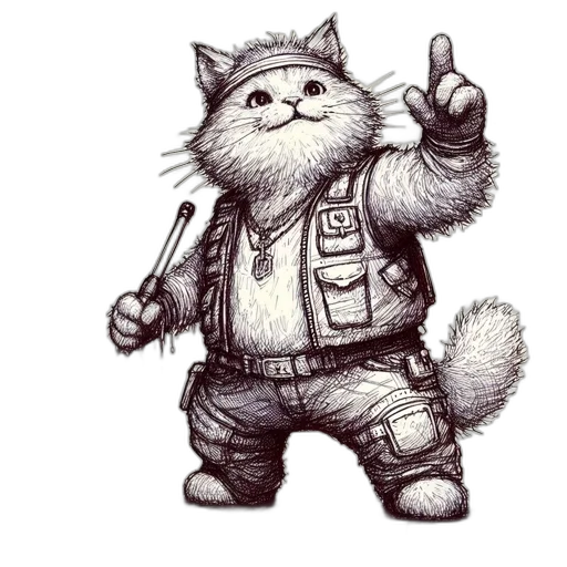 staff, animal, jacket, concept art, comic book art, fantasy art, pencil sketch, anthropomorphic transparent PNG cut-out