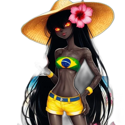 fantasy art, pixel art, cartoon, concept art, woman, features, long, black transparent PNG cut-out