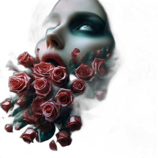 mask, face, flower, jewelry, photorealistic, fantasy art, concept art, 3d render transparent PNG cut-out