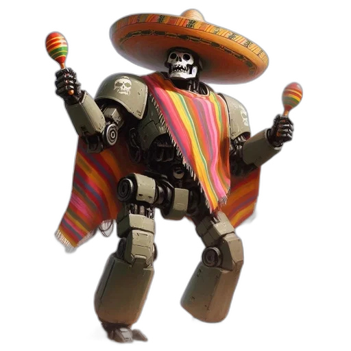 robot, weapon, staff, jacket, concept art, 3d render, monochrome, wasteland transparent PNG cut-out