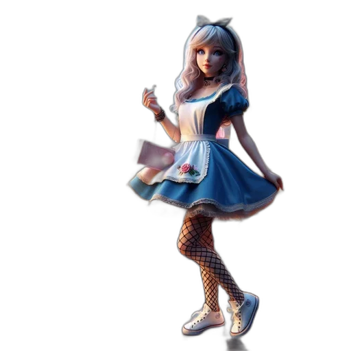 dress, staff, robot, 3d render, concept art, pixel art, anime, blue transparent PNG cut-out