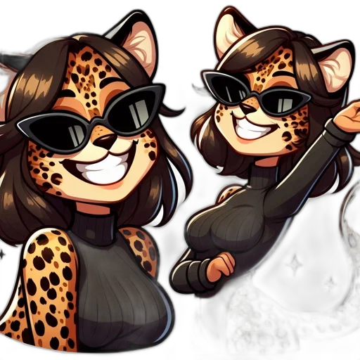 cartoon, concept art, pixel art, fantasy art, two, animated, leopard, characters transparent PNG cut-out