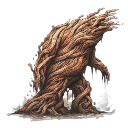 creature, tree, hair, dragon, concept art, fantasy art, pixel art, comic book art transparent PNG cut-out