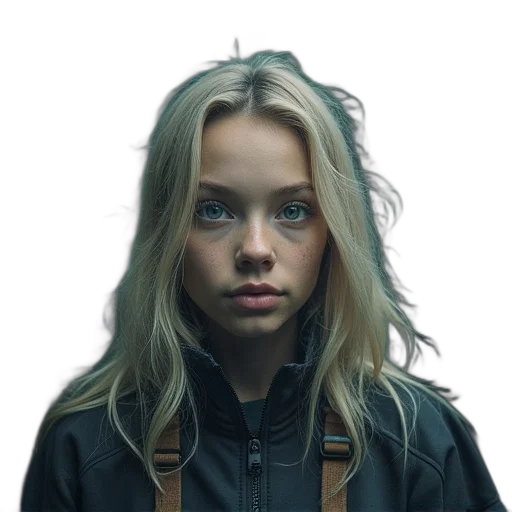 jacket, face, hair, robot transparent PNG cut-out