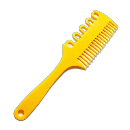 weapon, hair, staff, crown, 3d render, yellow, plastic, comb transparent PNG cut-out