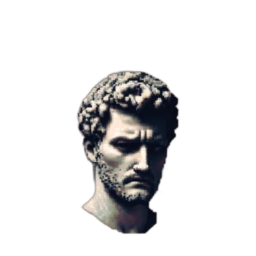 face, crown, mask, staff, vaporwave, photorealistic, pixel art, 3d render transparent PNG cut-out