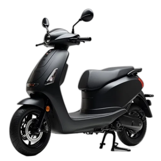 3d render, photorealistic, sleek, black, electric, scooter, modern, design transparent PNG cut-out