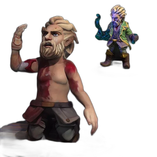 concept art, fantasy art, 3d render, pixel art, two, figures, dark, background transparent PNG cut-out