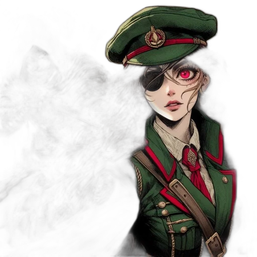 staff, jacket, face, hat, concept art, fantasy art, comic book art, photorealistic transparent PNG cut-out