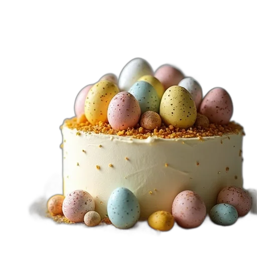 food, crown, 3d render, pastel, easter, egg, cake, decorated transparent PNG cut-out