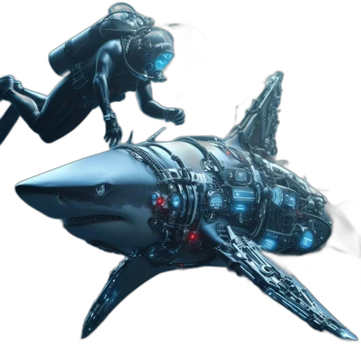 creature, weapon, animal, concept art, 3d render, underwater, diver, equipped transparent PNG cut-out