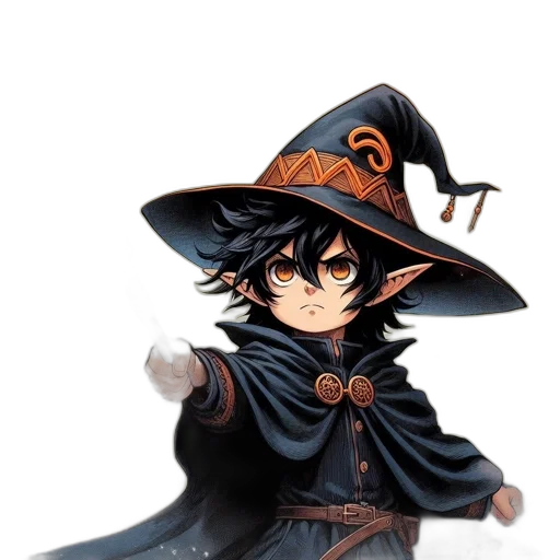 hat, staff, mask, fantasy art, concept art, pixel art, anime, dark transparent PNG cut-out
