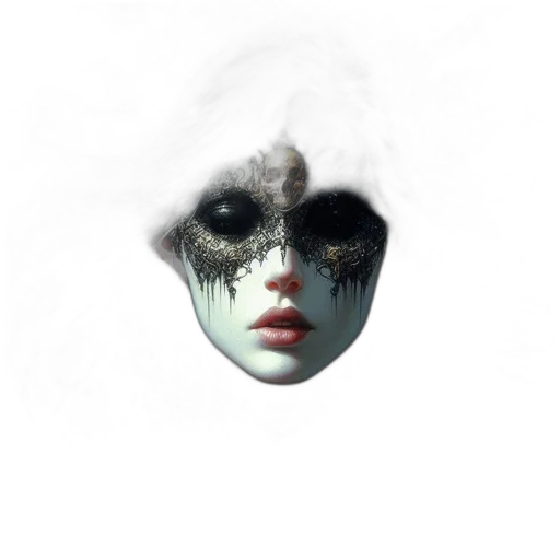 mask, face, creature, robot, fantasy art, photorealistic, concept art, 3d render transparent PNG cut-out