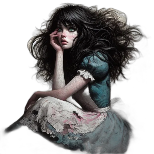 face, dress, hair, creature, fantasy art, photorealistic, concept art, oil painting transparent PNG cut-out