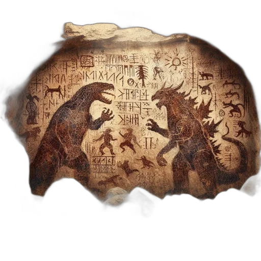 dragon, mask, fantasy art, concept art, fire, forest, cave, interior transparent PNG cut-out