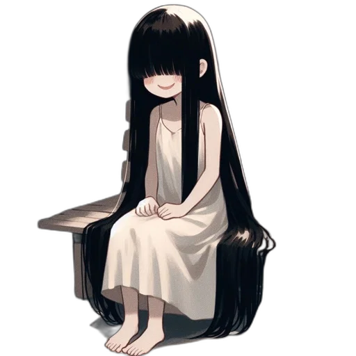 dress, hair, creature, mask, pixel art, concept art, anime, fantasy art transparent PNG cut-out