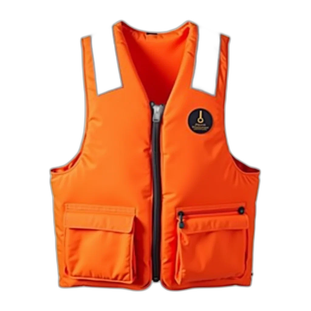jacket, bright, orange, life, reflective, silver, stripe, black transparent PNG cut-out