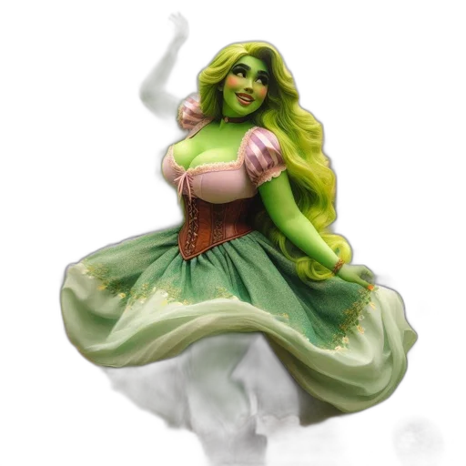 dress, concept art, fantasy art, 3d render, photorealistic, green, joyful, green-skinned transparent PNG cut-out