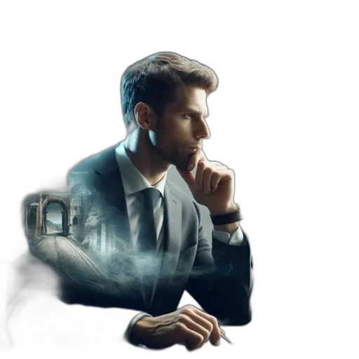 jacket, face, robot, staff, concept art, photorealistic, comic book art, watercolor transparent PNG cut-out
