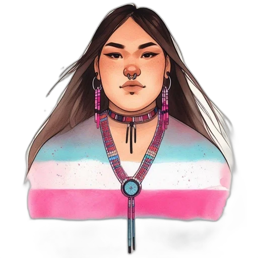 jewelry, jacket, concept art, watercolor, fantasy art, cartoon, pastel, colorful transparent PNG cut-out