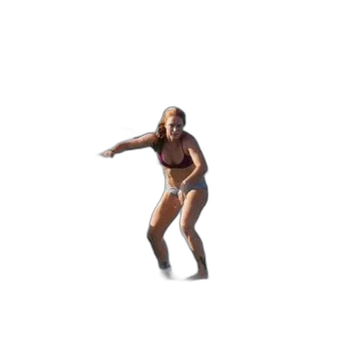 creature, pixel art, 3d render, concept art, woman, bikini, rides, wave transparent PNG cut-out