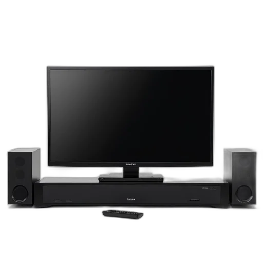 furniture, black, home, theater, system, flat-screen, remote, control transparent PNG cut-out