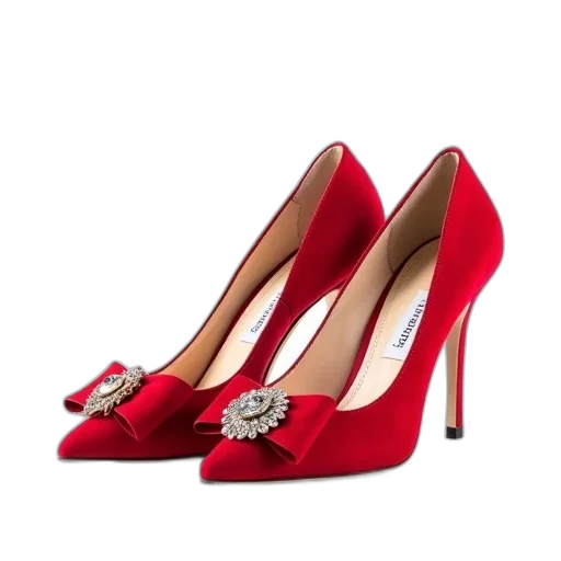 shoes, red, pair, high, heels, white, label, right transparent PNG cut-out