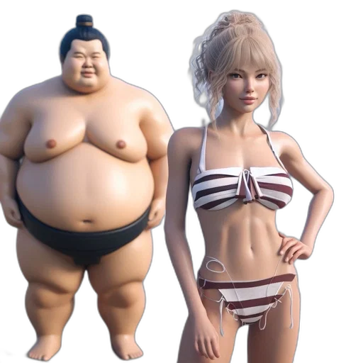 concept art, 3d render, photorealistic, two, cartoon, characters, stand, beach transparent PNG cut-out