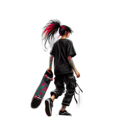 weapon, hair, staff, jacket, concept art, cyberpunk, 3d render, photorealistic transparent PNG cut-out