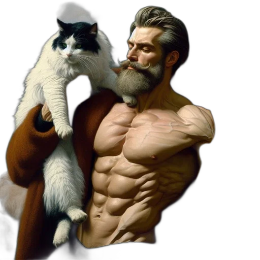 animal, fantasy art, concept art, comic book art, pixel art, muscular, man, beard transparent PNG cut-out