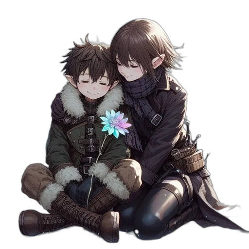 flower, weapon, jacket, staff, pixel art, concept art, watercolor, anime transparent PNG cut-out