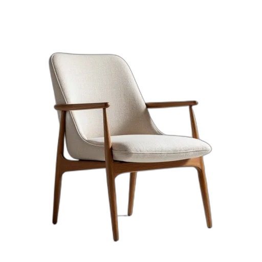 furniture, 3d render, modern, linen, dining, chair, solid, wood transparent PNG cut-out