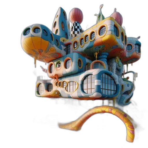 car, building, crown, robot, concept art, 3d render, fantasy art, watercolor transparent PNG cut-out