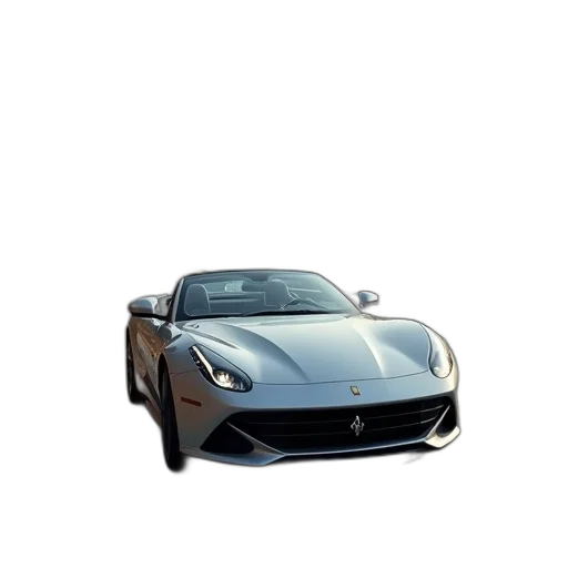 car, 3d render, photorealistic, concept art, silver, convertible, sports, driving transparent PNG cut-out