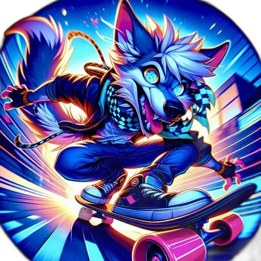concept art, vaporwave, fantasy art, cartoon, blue, furry, creature-like, character transparent PNG cut-out