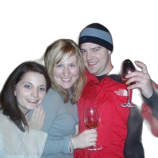 staff, hat, bottle, face, man, red, jacket, holds transparent PNG cut-out