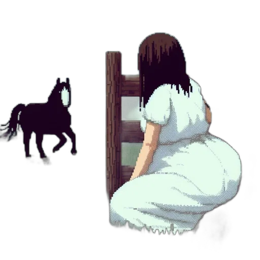 dress, creature, animal, hair, pixel art, concept art, fantasy art, anime transparent PNG cut-out