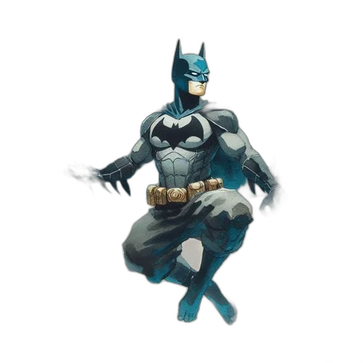 concept art, comic book art, 3d render, fantasy art, dark, batman, bathed, energetic transparent PNG cut-out