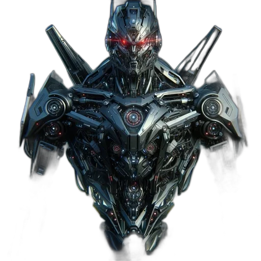 robot, mask, weapon, concept art, 3d render, cyberpunk, comic book art, intricate transparent PNG cut-out