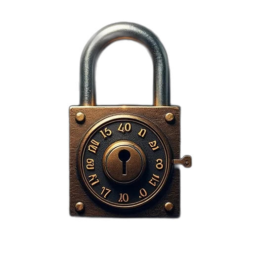jewelry, jacket, combination, padlock, key, numbers, vector transparent PNG cut-out