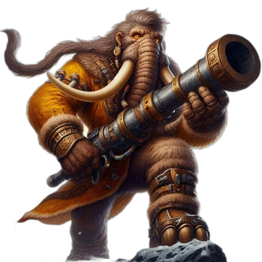 staff, dragon, weapon, creature, concept art, fantasy art, anthropomorphic, mammoth-creature transparent PNG cut-out
