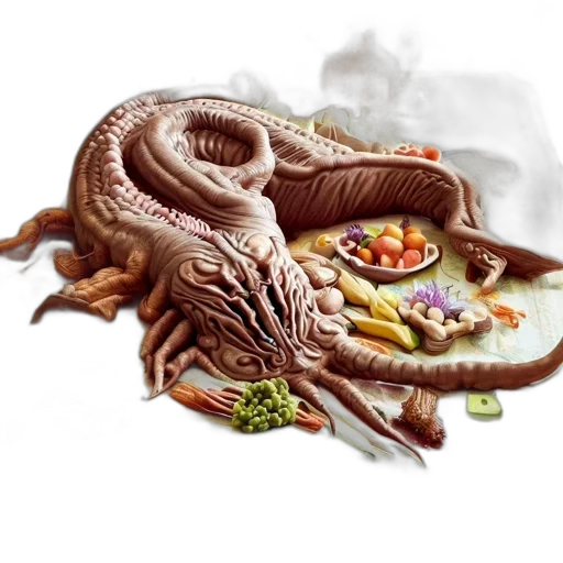 food, dragon, creature, animal, concept art, photorealistic, fantasy art, 3d render transparent PNG cut-out